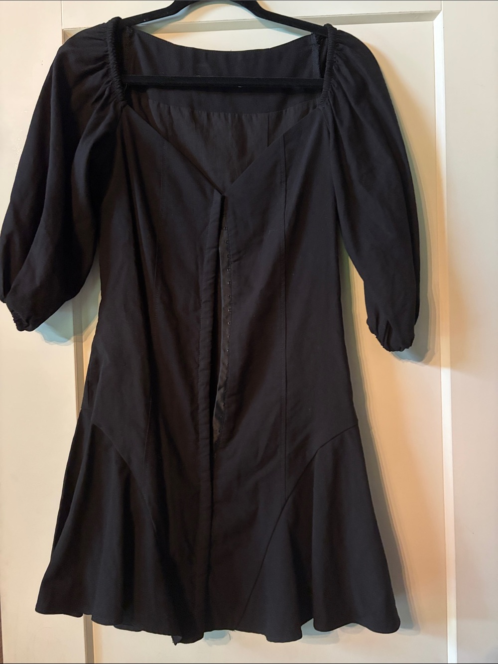 Zara Black Puff-Sleeve Mini Dress